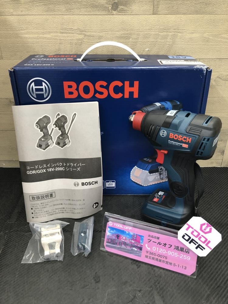 ボッシュ BOSCH コードレスインパクトドラバ/レンチ 充電式 GDX18V-200C 本体のみ *長期保管品の為傷汚れ有の中古 未使用品  《埼玉・鴻巣》中古工具販売の専門店│ ツールオフ鴻巣店 ｜中古工具販売のツールオフ