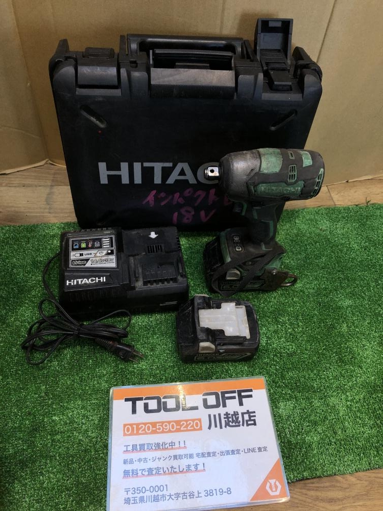 HITACHI 日立工機 コードレスインパクトレンチ WR18DBDL2(18V)バッテリー2 充電器の中古 中古C傷汚れあり  《埼玉・川越》中古工具販売の専門店│ ツールオフ川越店 ｜中古工具販売のツールオフ