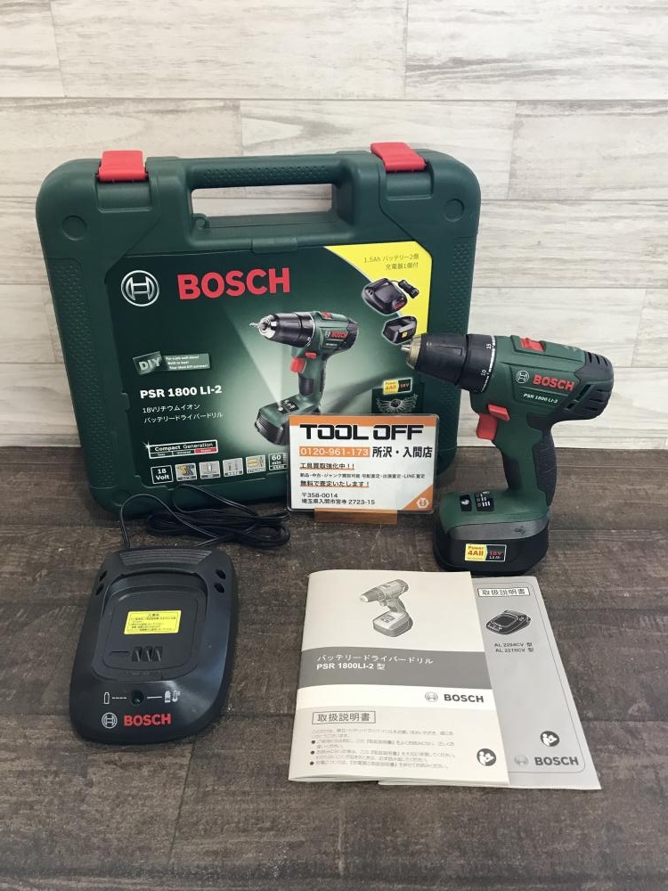 BOSCH ボッシュ バッテリードライバドリル PSR1800LI-2の中古 中古B使用感あり 《埼玉・入間》中古工具販売の専門店│  ツールオフ所沢入間店 ｜中古工具販売のツールオフ