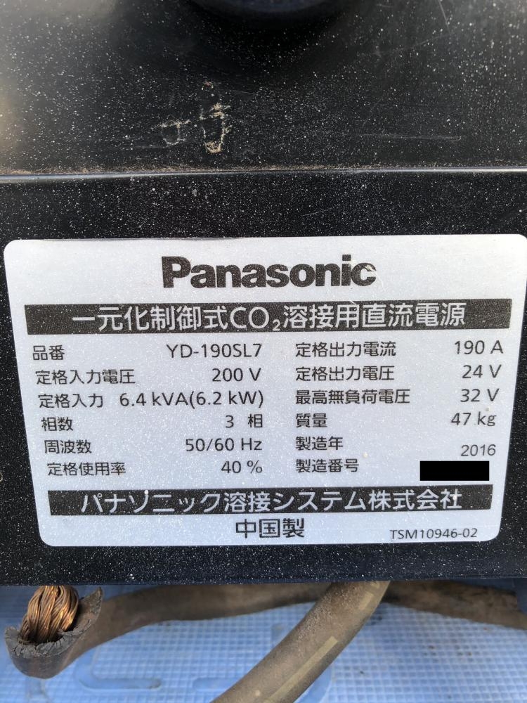 パナソニック Panasonic 半自動溶接機 三相200V YD-190SL7の中古 パナソニック Panasonic 半自動溶接機 三相200V YD-190SL7の中古