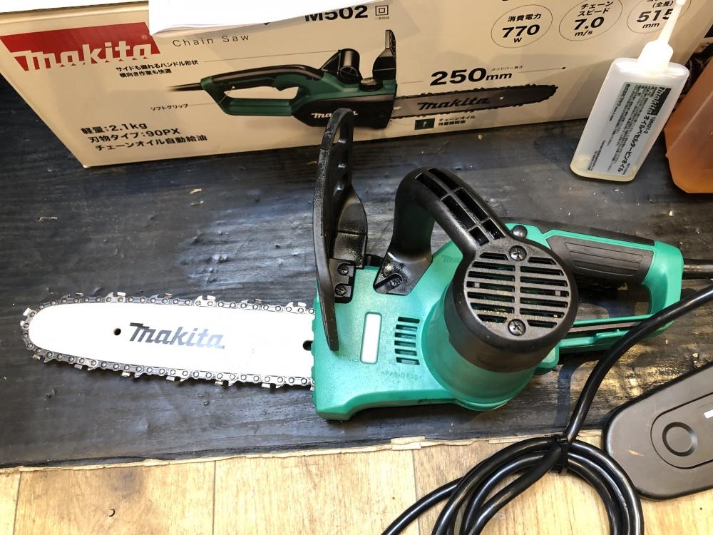 マキタ makita M502 250mm 電気チェーンソー 100V ◆通電のみ マキタ(Makita) 電気チェンソー ガイドバー250mm 緑 AC100V コード2m