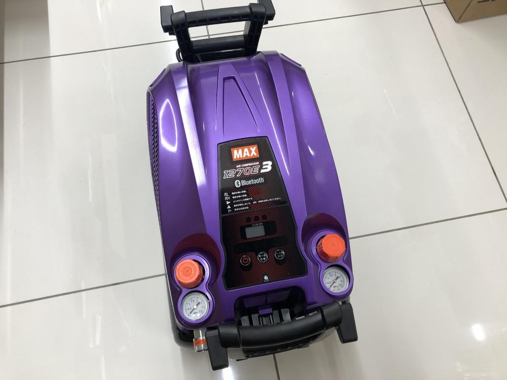 マックス 高圧コンプレッサー AK-HH1270E3 メタリックパープル 中古 