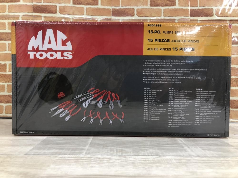 MACTOOLS プライヤーセット 15種 P301999の中古 未使用品 《東京 