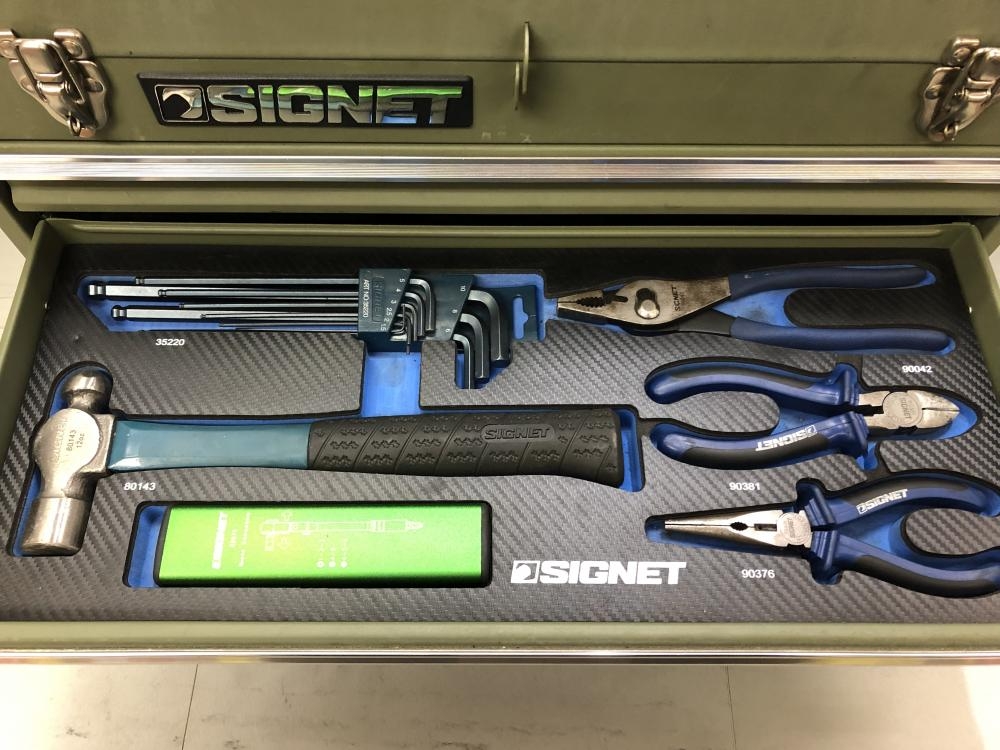 SIGNET 工具箱 工具セット ツールセット 3段 マットODグリーンの中古