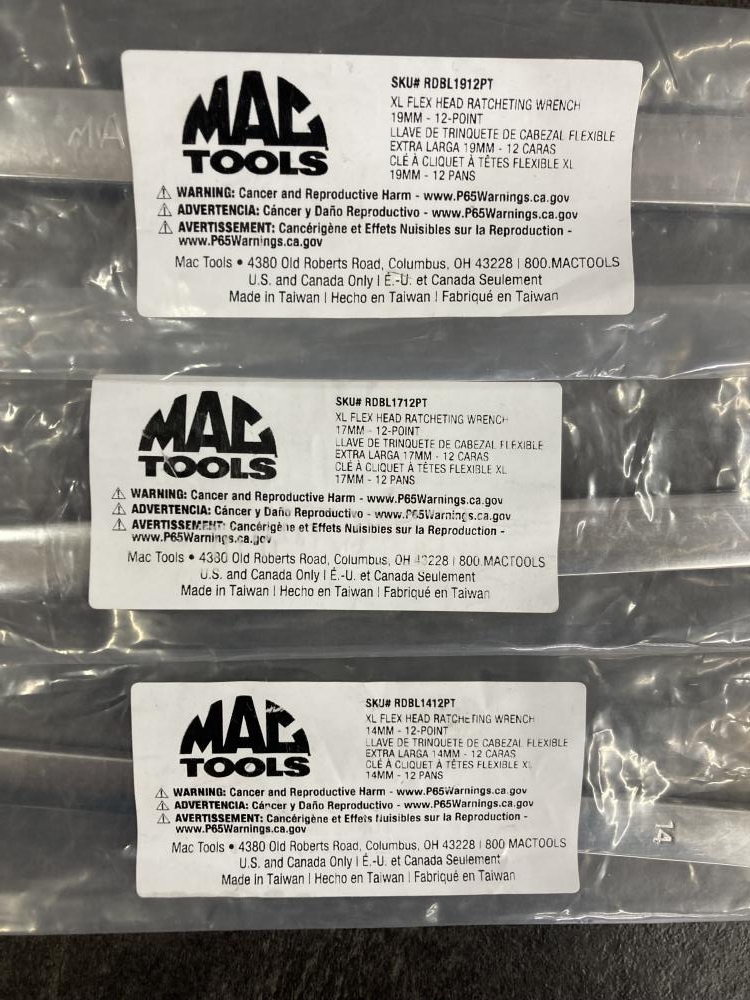 MACTOOLS ダブルボックスフレックスラチェットレンチ RDBL1912、1712