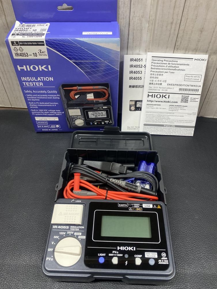 HIOKI 太陽光発電システム用絶縁抵抗計 IR4053-10の中古 未使用品 