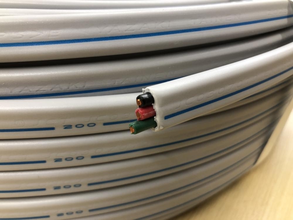 矢崎電線 ソフトEM 600V EEF/F 3×2.0 黒赤緑 ラベル無しの中古 未使用