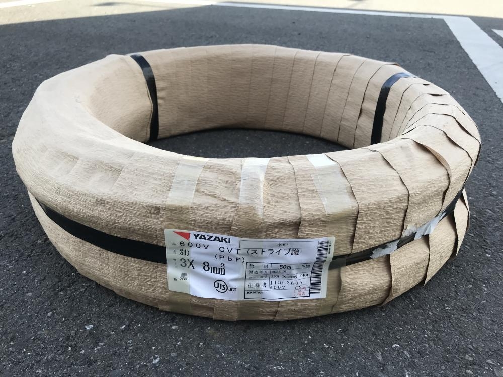 矢崎電線 YAZAKI CVTケーブル 3C×8Q 50mの中古 未使用品 《埼玉・入間  