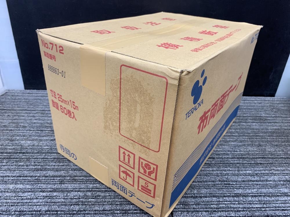 寺岡製作所 粗面用布両面テープ No.712 60巻入 25mm×15mmの中古